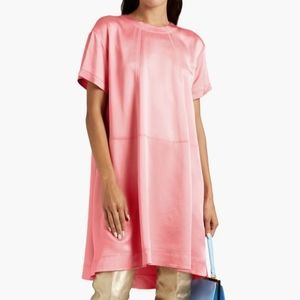 Valentino Hammered Satin Mini Dress Baby Pink IT42 US10